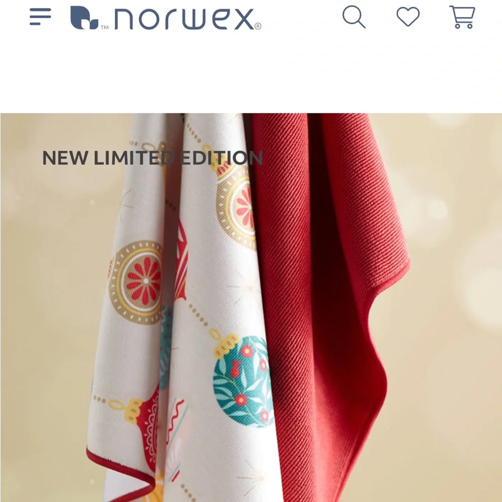 Norwex Festive Red and White Cloth Set, Prices are firm.